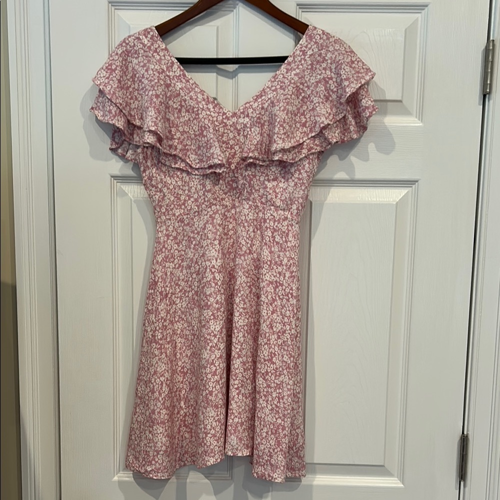 Altar’d State Floral Pink Ruffle Dress
